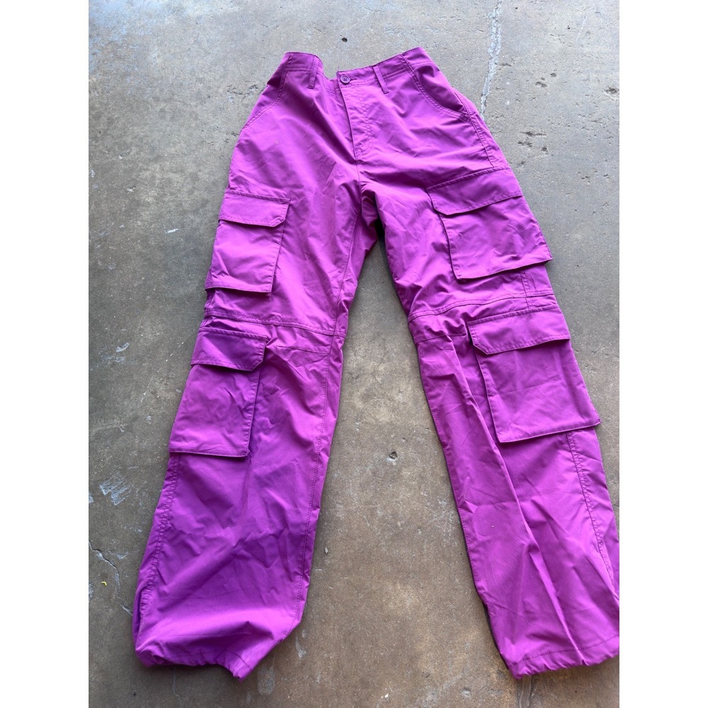 Love Tree Magenta Purple Cargo Pants High Waisted Multi Pocket Utility Womens S
